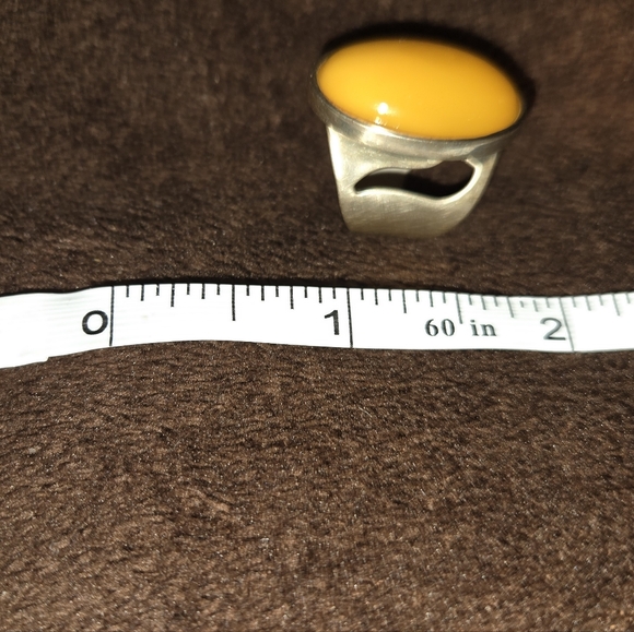 Vintage Jay King Yellow Cabochon Very Unique Sterling Silver 925 Ring  Jewelry - Picture 15 of 16